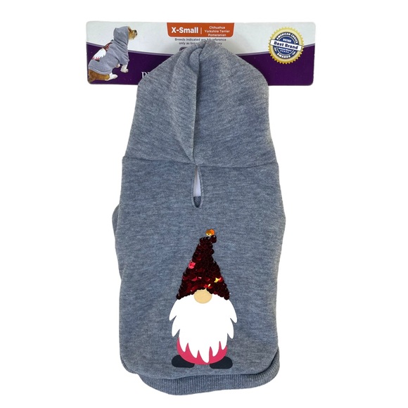 NWT Heart to Tails Pet Sequin Sweatshirt Hoodie with Sequin Santa in X-Small - Picture 1 of 7